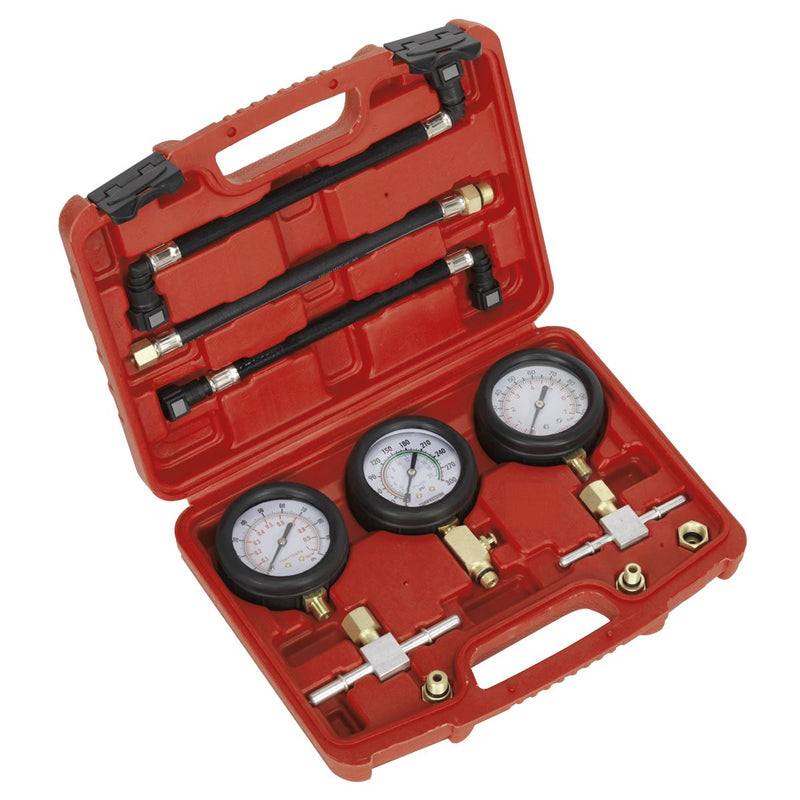 Sealey Motorcycle Compression & Fuel Pressure Gauge Set 3pc MS100 Sealey - Dynamic Drive