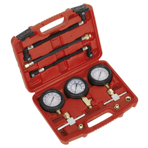 Sealey Motorcycle Compression & Fuel Pressure Gauge Set 3pc MS100 Sealey - Dynamic Drive
