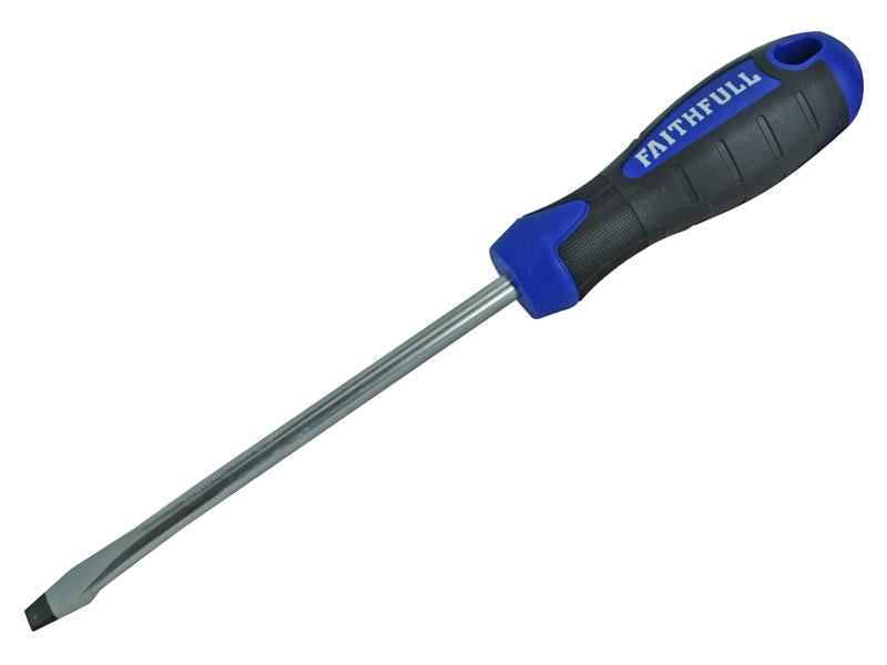 Faithfull Soft Grip Screwdriver Flared Slotted Tip 8.0 x 150mm Faithfull - Dynamic Drive