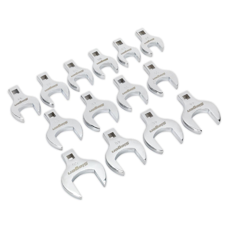 Sealey Crow's Foot Open End Spanner Set 14pc 1/2"Sq Drive Metric S01109 Sealey - Dynamic Drive