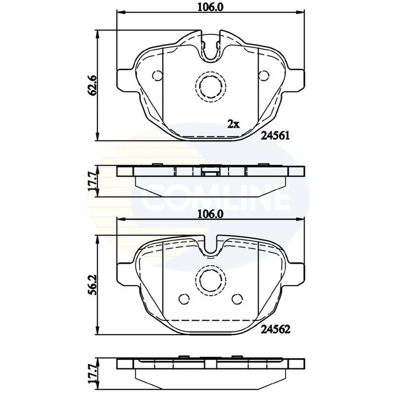 Comline 4 x Rear Brake Pad Set fits BMW 5 2009-2023