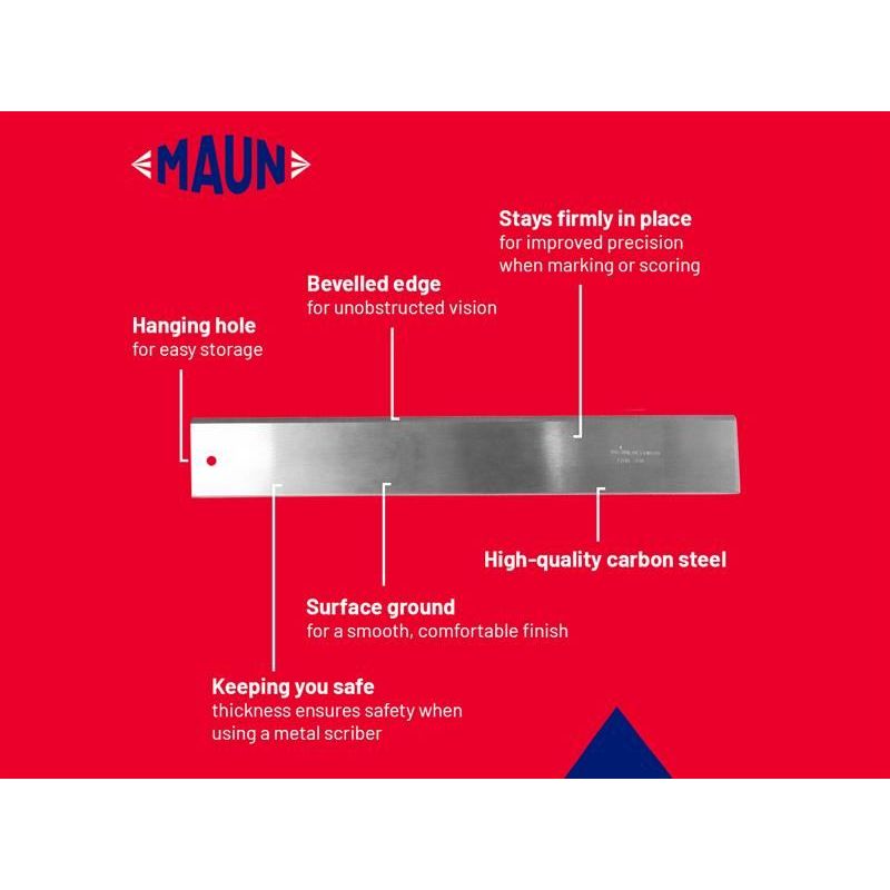 Maun Steel Straight Edge Imperial 18in Maun - Dynamic Drive