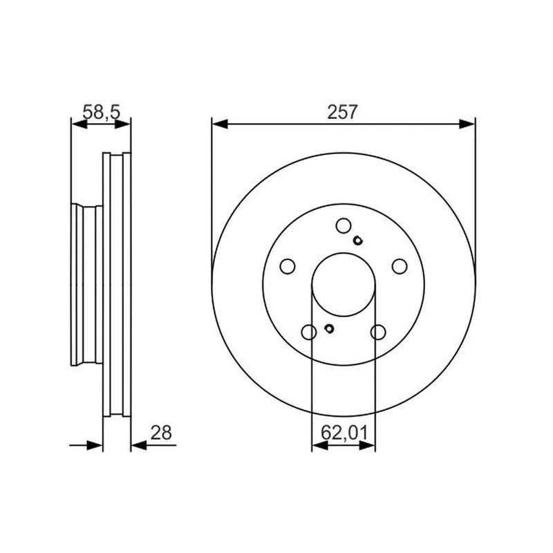 Bosch 2 x Vented Brake Discs fits Toyota Hilux Vigo VII Pickup 2005-2015 2.5