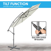 Dellonda Banana Parasol with Cover 3m - Cream DG265 Dellonda - Dynamic Drive