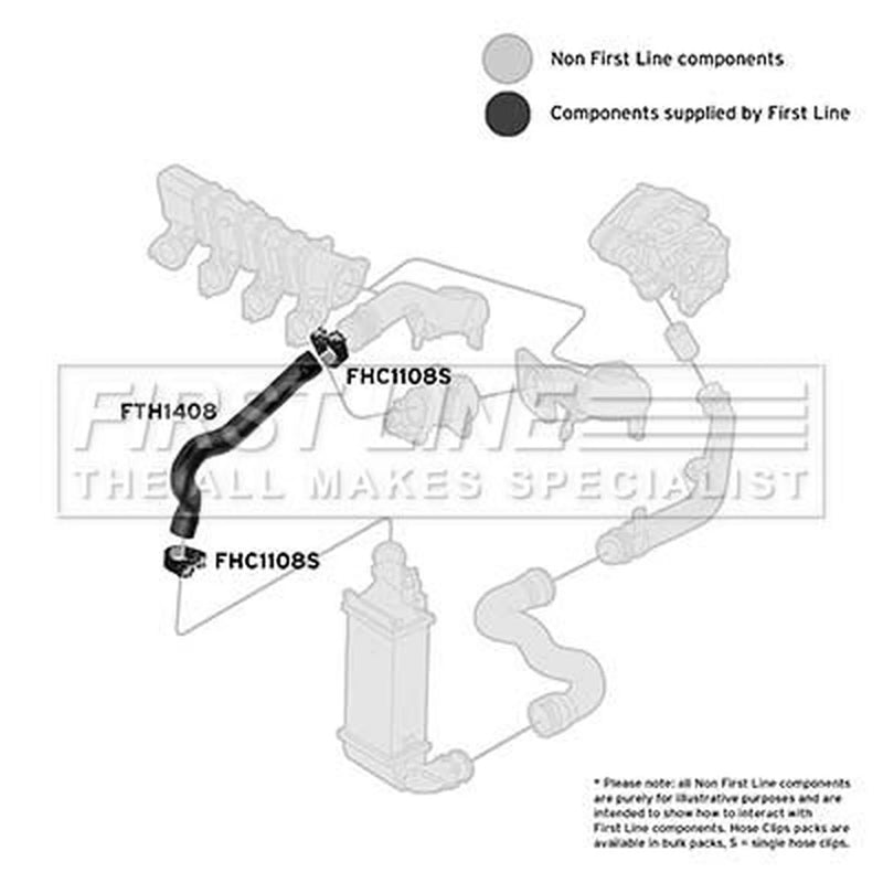 First Line Intercooler Turbo Charge Air Hose fits Peugeot 406 1998-2004 2.0