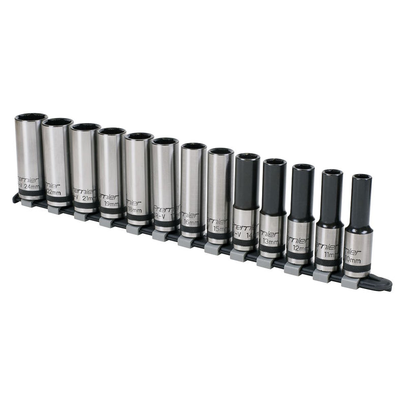 Sealey Premier Black Premier Black Deep Lock-On Socket Set 1/2"Sq Drive 13pc Sealey Premier Black - Dynamic Drive