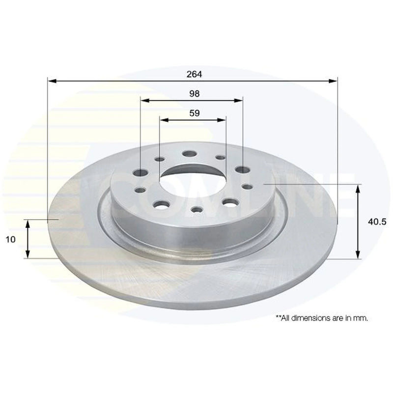 Comline Rear Brake Solid Discs & Pads fits Fiat Tipo 2015-2020 1.0 1.3 1.4 1.6