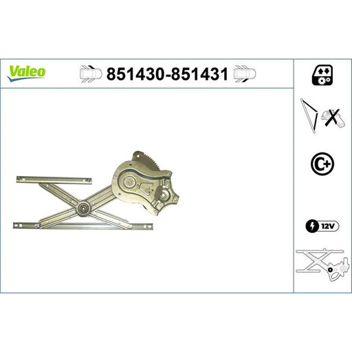 Valeo Electric Window Regulator Lifter Right Front 851431