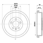 Mintex Brake Drum Assembly Rear fits Skoda Fabia II 2006-2014 1.2 1.4 1.6