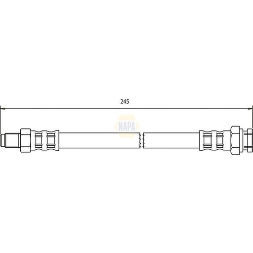 NAPA Brake Hydraulic Hose Line Rear fits Abarth 500 / 595 / 695 2008 on 1.4
