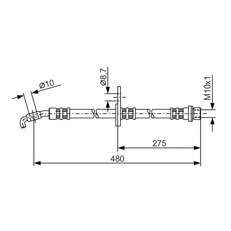 Bosch Brake Hydraulic Hose Line Front Left fits Toyota Rav 4 1994-2000 2.0