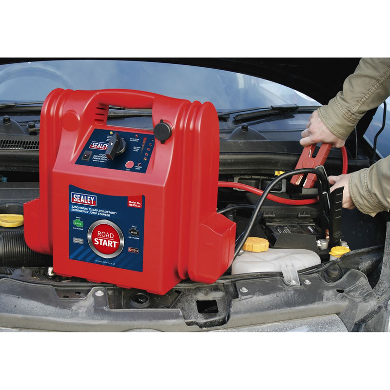 Sealey RoadStartï Emergency Jump Starter 12/24V 3200/1600 Peak Amps RS105 Sealey - Dynamic Drive