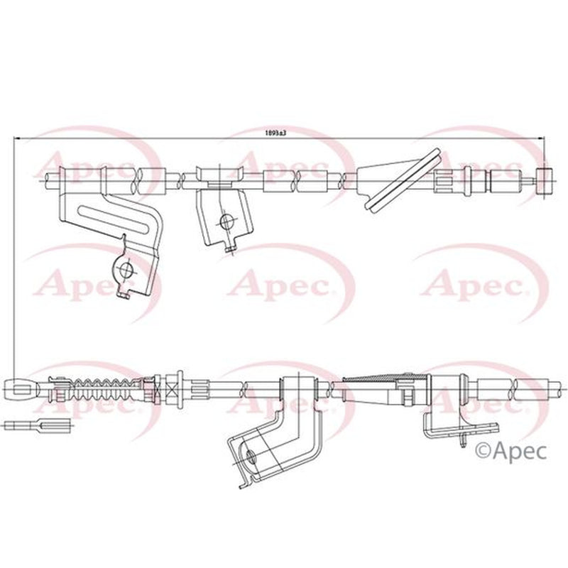 Apec Handbrake Cable Right Rear fits Honda Civic VII 2000-2005 1.4 1.6 1.7 2.0