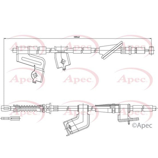 Apec Handbrake Cable Right Rear fits Honda Civic VII 2000-2005 1.4 1.6 1.7 2.0