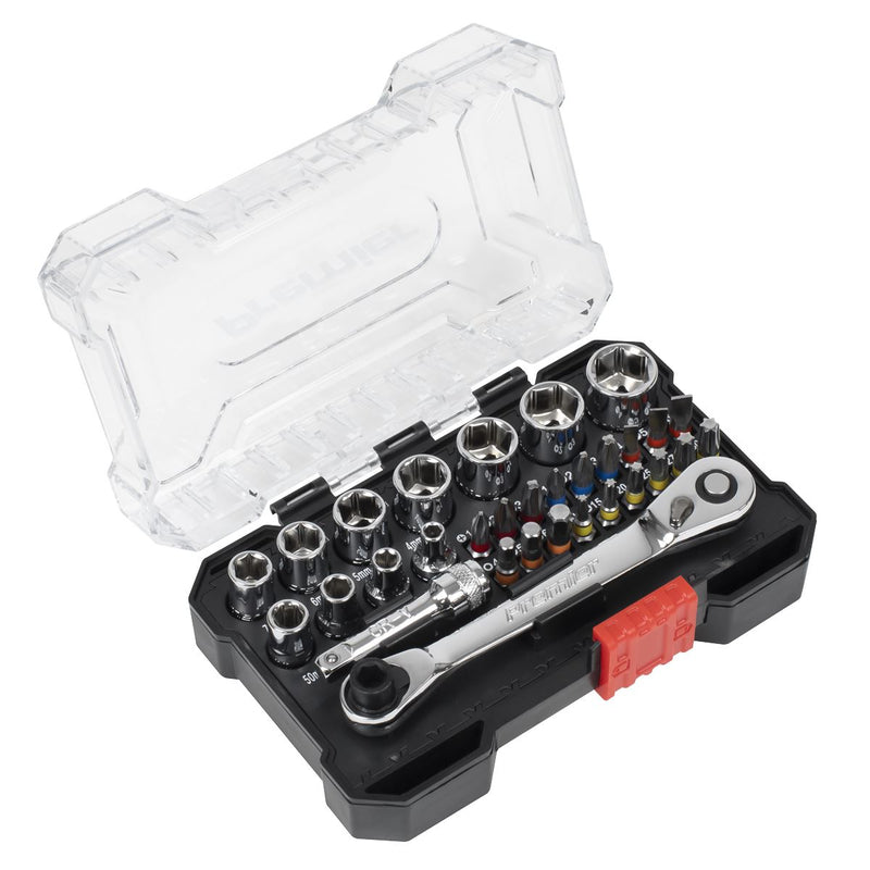 Sealey Premier Premier Socket & Colour-Coded Bit Set 1/4"Sq Drive 31pc AK2111 Sealey Premier - Dynamic Drive