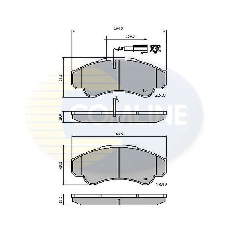 Comline 4 x Front Brake Pad Set fits Citroën Relay I 1994-2002 1.9 2.0 2.5 2.8