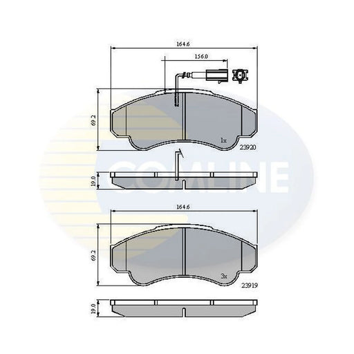 Comline 4 x Front Brake Pad Set fits Citroën Relay I 1994-2002 1.9 2.0 2.5 2.8