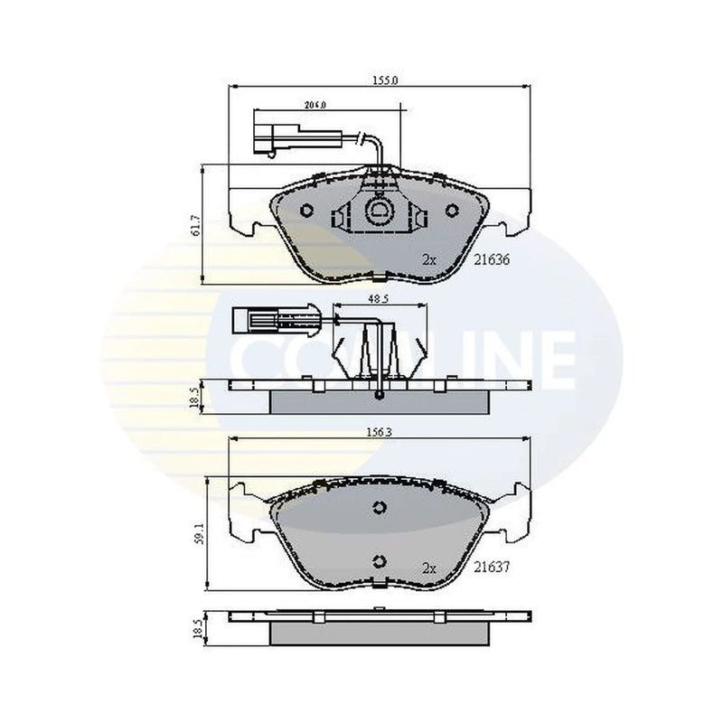 Comline 4 x Front Brake Pad Set fits Alfa Romeo 145 1995-2001 1.8 2.0