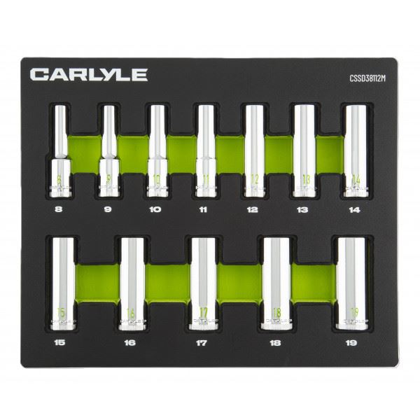 Carlyle Tools 12Pc 3/8 Drive 12 Point Deep Socket Set 8mm To 19mm - image 1