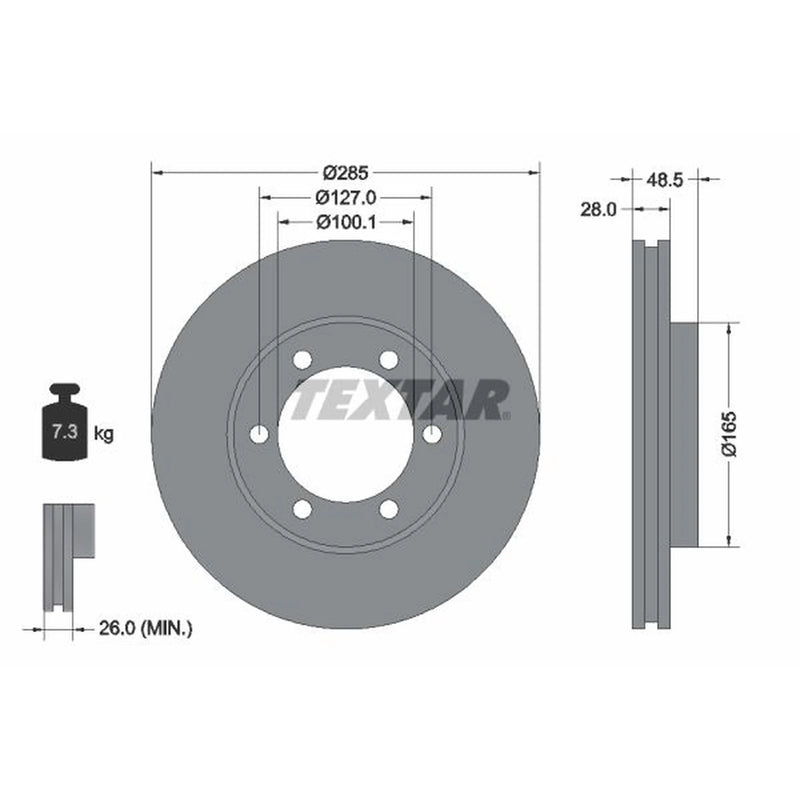 Textar 2 x Vented Front Brake Discs 92238100-x2