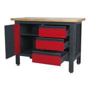 Sealey Workstation with 3 Drawers & Cupboard AP1372B Sealey - Dynamic Drive