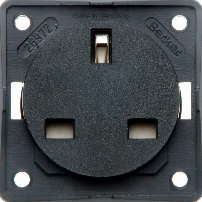 Berker 13A 250VAC 3-Pin Socket Outlet in Black Matt Finish Berker - Dynamic Drive
