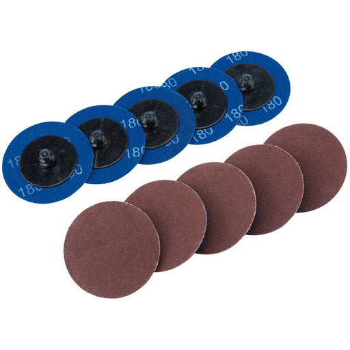 Draper Aluminium Oxide Sanding Discs, 50mm, 180 Grit (Pack of 10) 75612 Draper - Dynamic Drive
