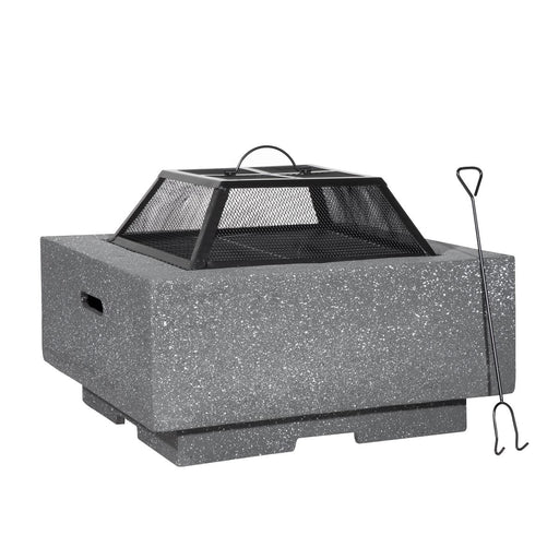 Dellonda Square Fire Pit with BBQ Grill Safety Mesh Screen Fire Poker Dark Grey Dellonda - Dynamic Drive