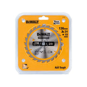 Dewalt Power Tools Cordless Construction Trim Saw Blade 136 x 10mm x 24T DeWALT Power Tools - Dynamic Drive