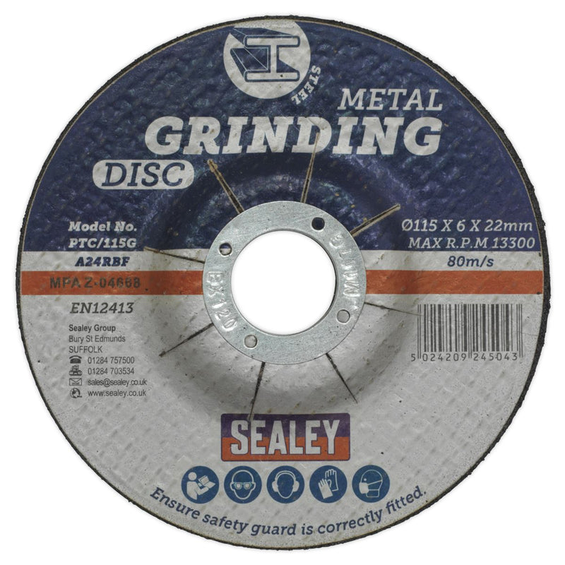 Sealey Grinding Disc115 x 6mm22mm Bore PTC/115G Sealey - Dynamic Drive
