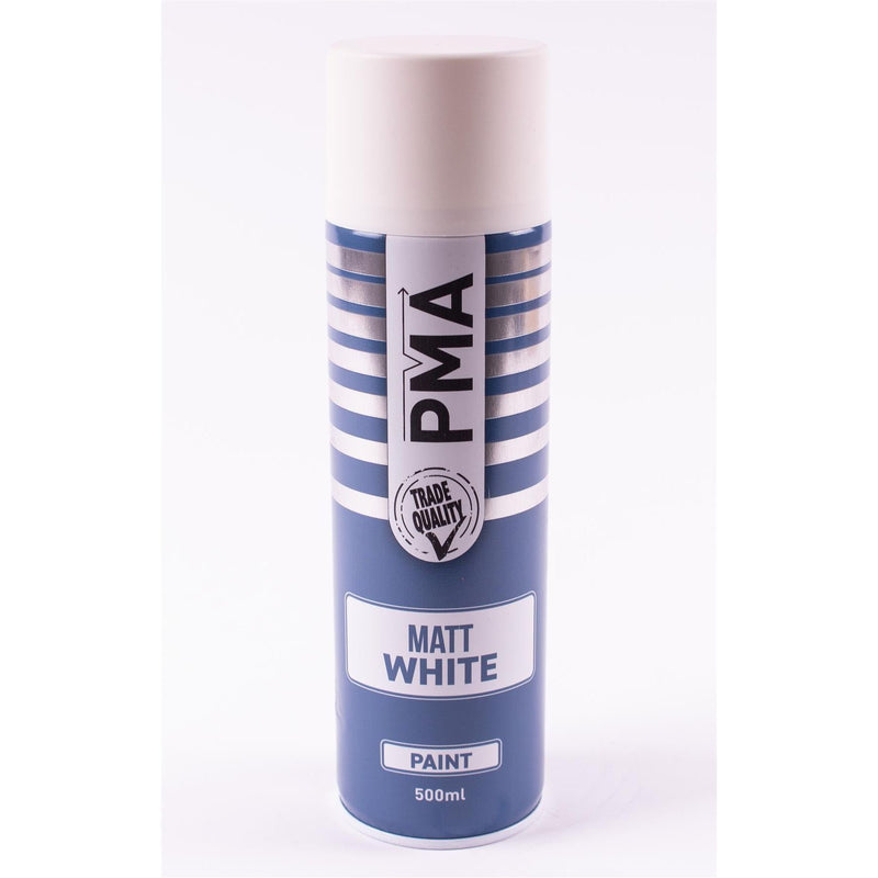 4 x PMA Aerosol Spray Paint Matt White Acrylic High Coverage 500ml PMA - Dynamic Drive
