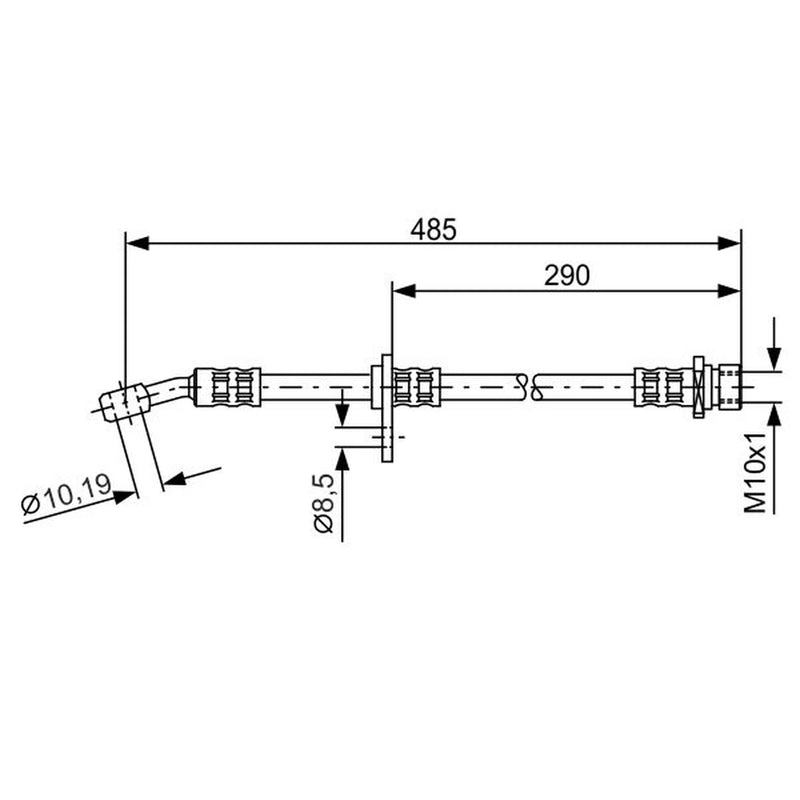 Bosch Brake Hydraulic Hose Line Rear Left fits Honda Civic VII 2000-2005