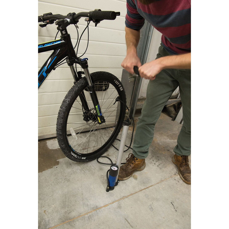 Bicycle Track Tyre Pump Presta Schrader With Pressure Gauge - Lifetime Guarantee Silverline  - Dynamic Drive