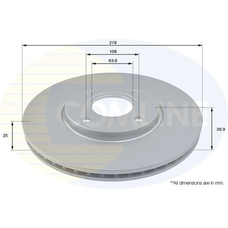 Comline 2 x Brake Discs fits Ford Ecosport 2012-2022 1.0 1.5 1.6