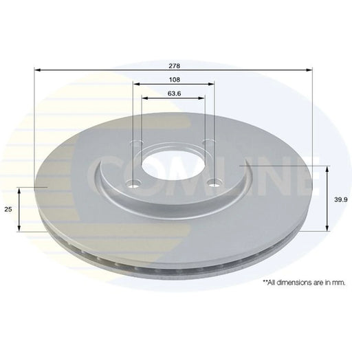 Comline 2 x Brake Discs fits Ford Ecosport 2012-2022 1.0 1.5 1.6