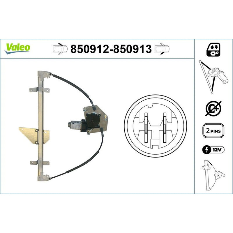 Valeo Electric Window Regulator Lifter Right Front 850913