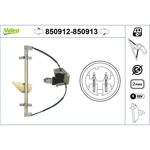 Valeo Electric Window Regulator Lifter Right Front 850913