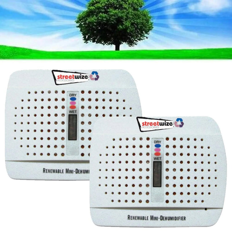 Streetwize Twin Pack Car Caravan Boat Home Rechargeable Moisture Dehumidifier