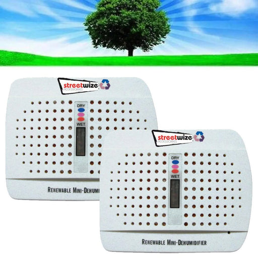 Streetwize Twin Pack Car Caravan Boat Home Rechargeable Moisture Dehumidifier