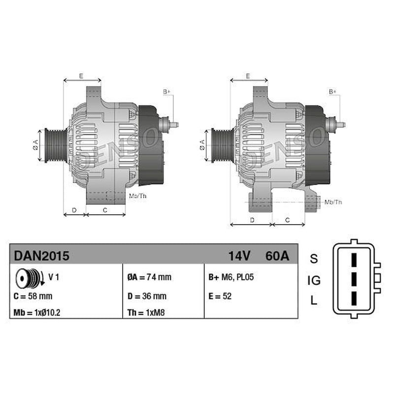 Denso Car Alternator 12V DAN2015