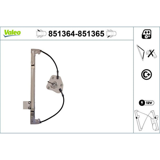 Valeo Electric Window Regulator Lifter Right Rear 851365