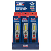 LED Twist Rechargeable Inspection Light 16W COB & 1W SMD - Display Box of 12 Sealey - Dynamic Drive