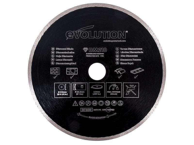 Evolution Diamond Blade, Continuous Rim 210 x 25.4mm Evolution - Dynamic Drive