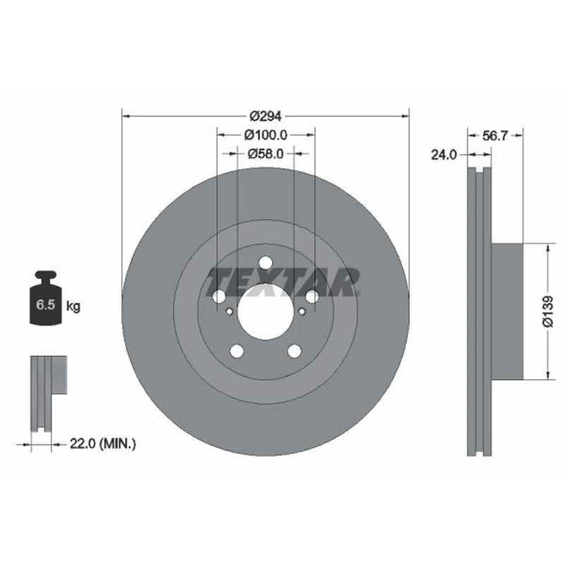 Textar 2 x Vented Front Brake Discs 92139500-x2