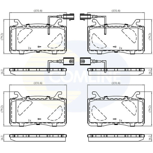 Comline 4 x Front Brake Pad Set fits Alfa Romeo Giulia 2015-2018 2.0 2.2 2.9