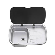 Thetford Argent Sink & Right Hand Drainer with Black Glass Lid Thetford - Dynamic Drive