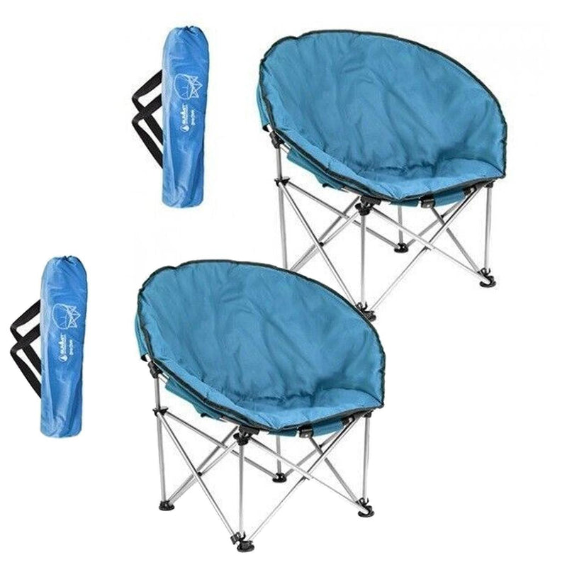 Blue Adult Bucket Camping Chair Padded High Back Folding Orca Moon Chair & Bag x2 Summit - Dynamic Drive