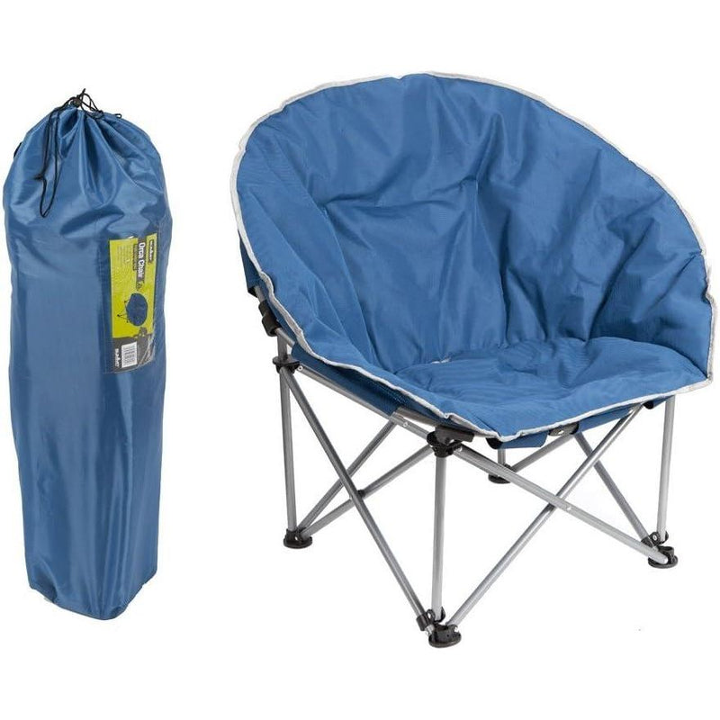 Blue Adult Bucket Camping Chair Padded High Back Folding Orca Moon Chair & Bag x2 Summit - Dynamic Drive