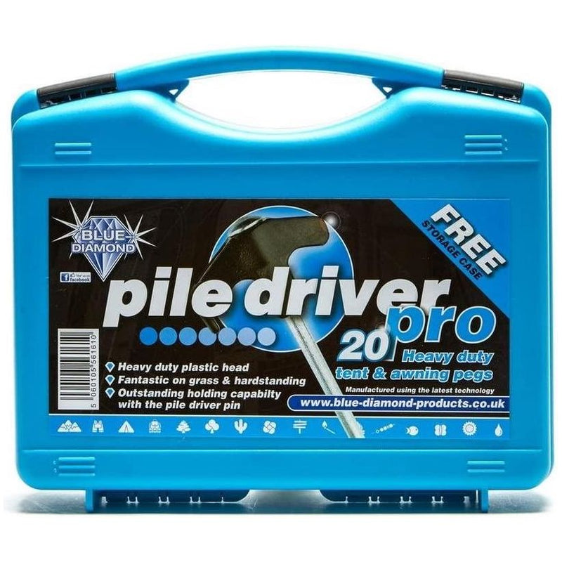 Blue Diamond Hard Ground Pile Driver Pro 20 x Tent Pegs Blue Diamond - Dynamic Drive