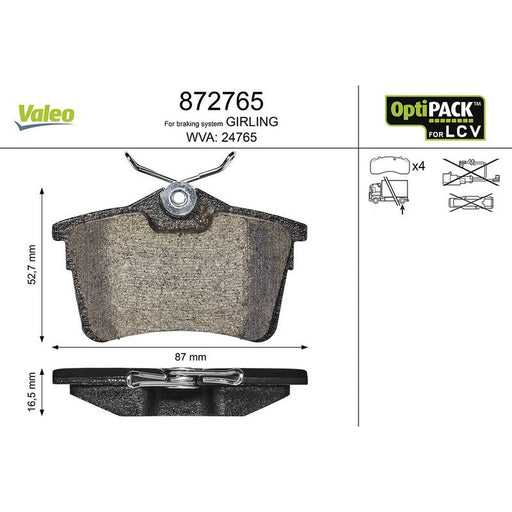 Valeo Rear Brake Pad Set 872765
